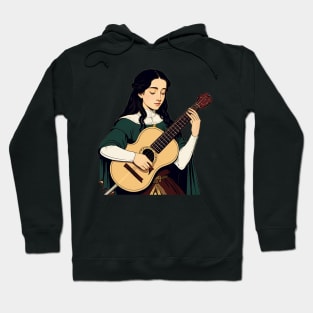 Serene bard playing a song on her guitar Hoodie